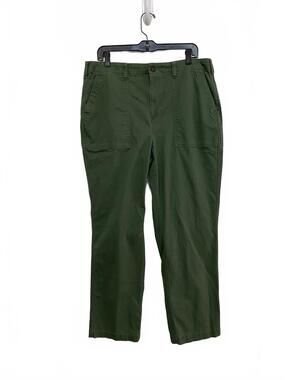 Lands End Green Casual Scouting Cotton Pants Buttoned Back Pockets Size 16